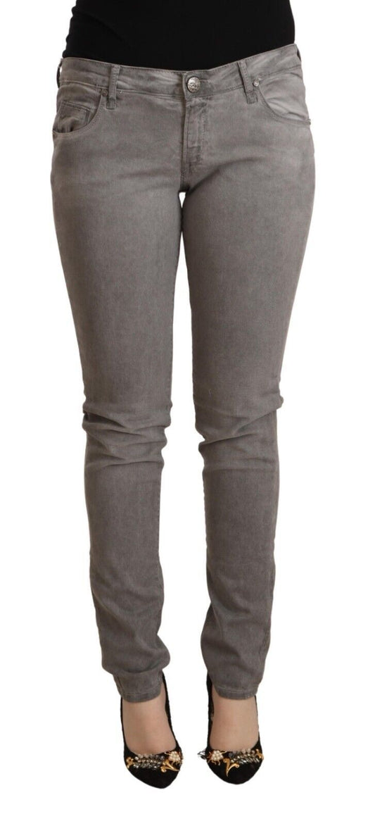 Jeans skinny push-up en coton gris clair Acht, taille basse.