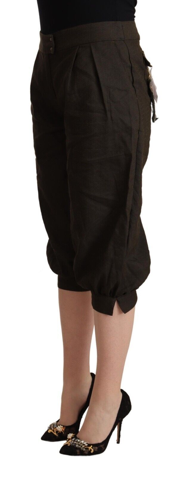 Pantalon harem court en viscose marron de GF Ferre