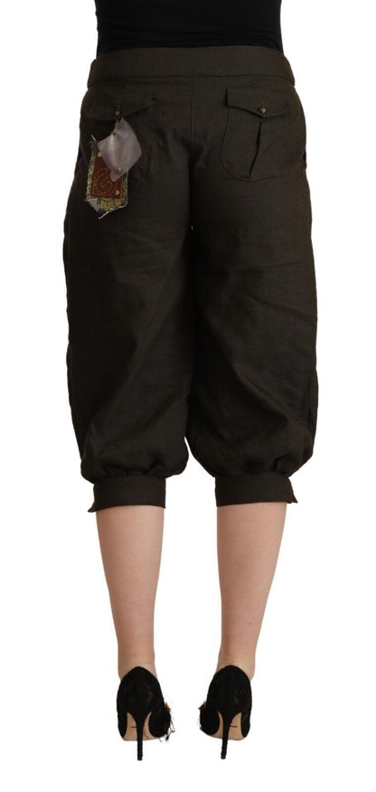 Pantalon harem court en viscose marron de GF Ferre