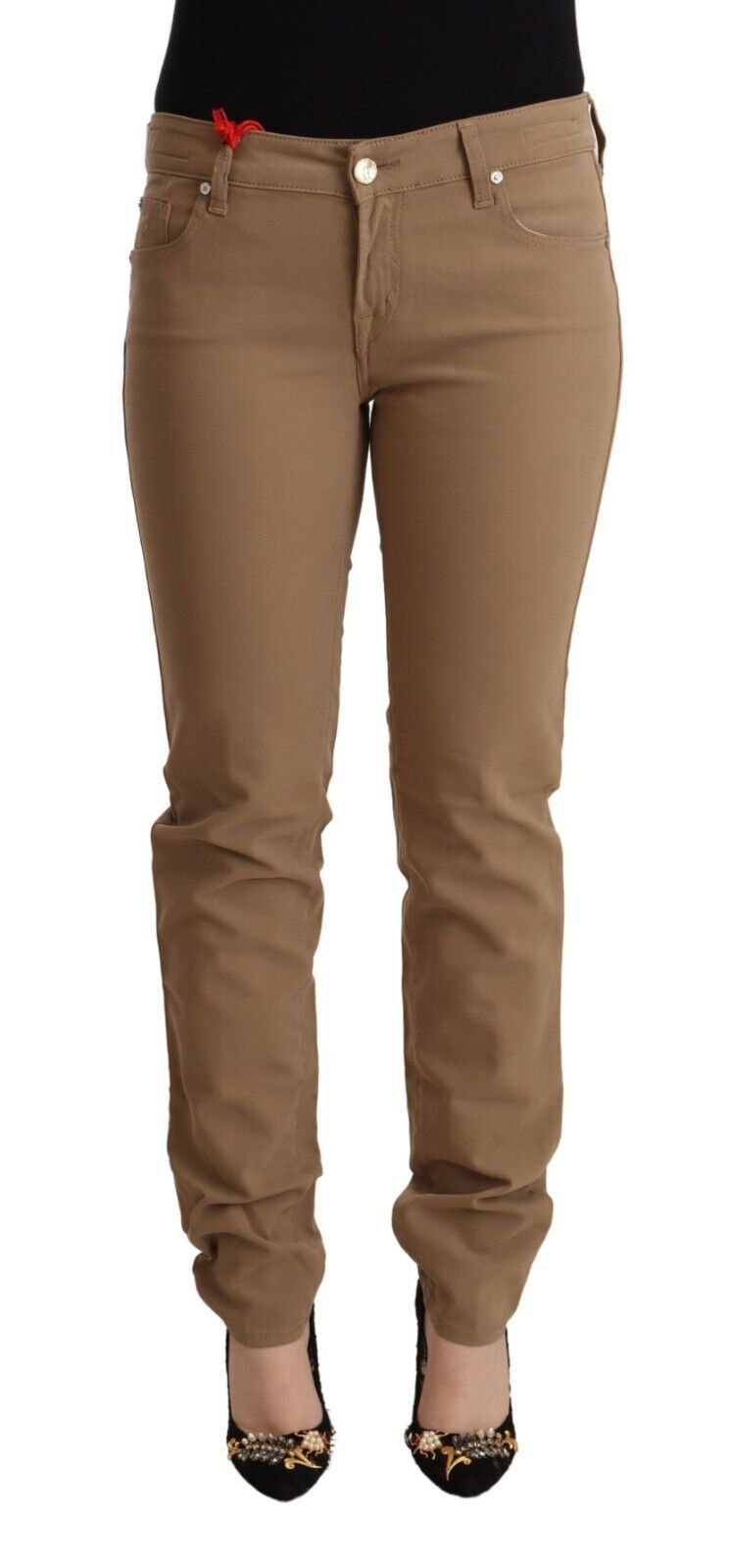 Pantalon Skinny Mid Taille en Coton Élastique Jacob Cohen - Marron