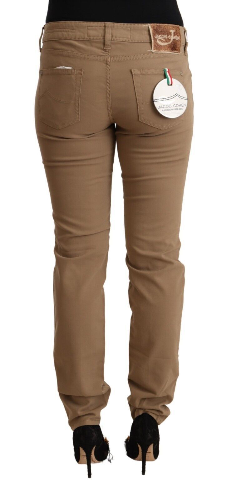 Pantalon Skinny Mid Taille en Coton Élastique Jacob Cohen - Marron