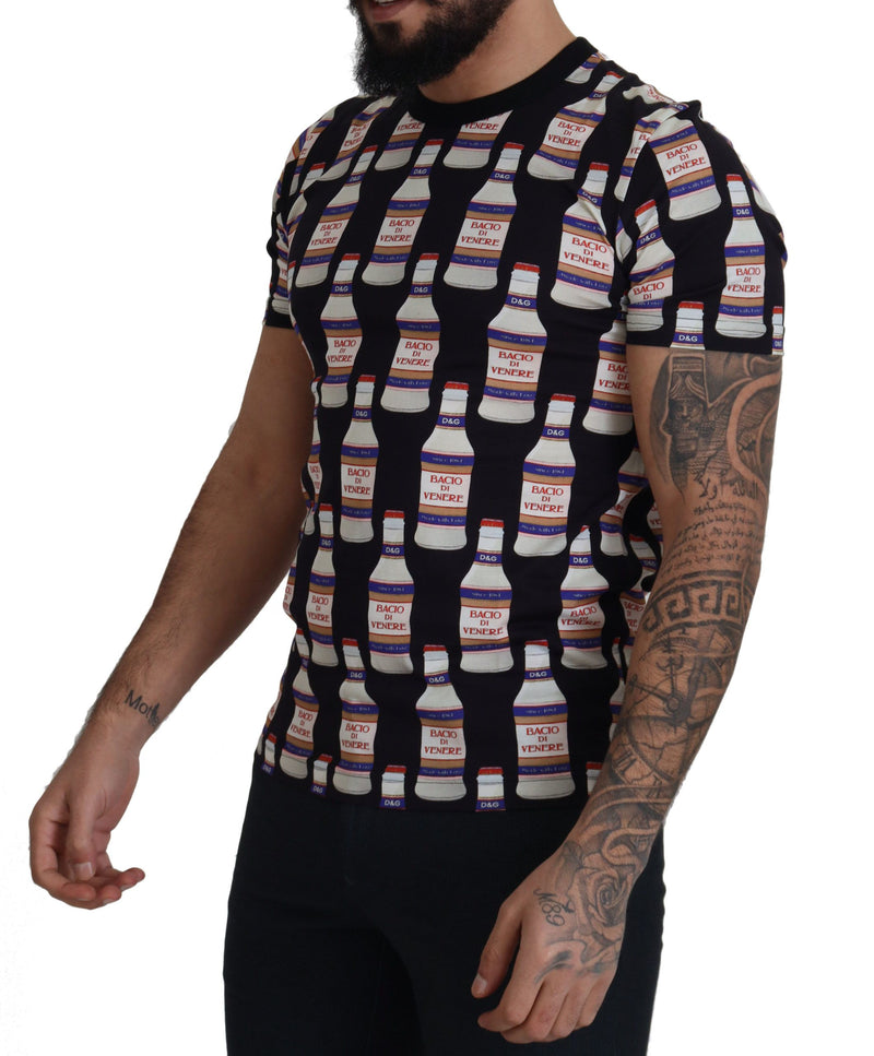 T-shirt en coton noir à col rond Bacio Di Venere de Dolce &amp; Gabbana