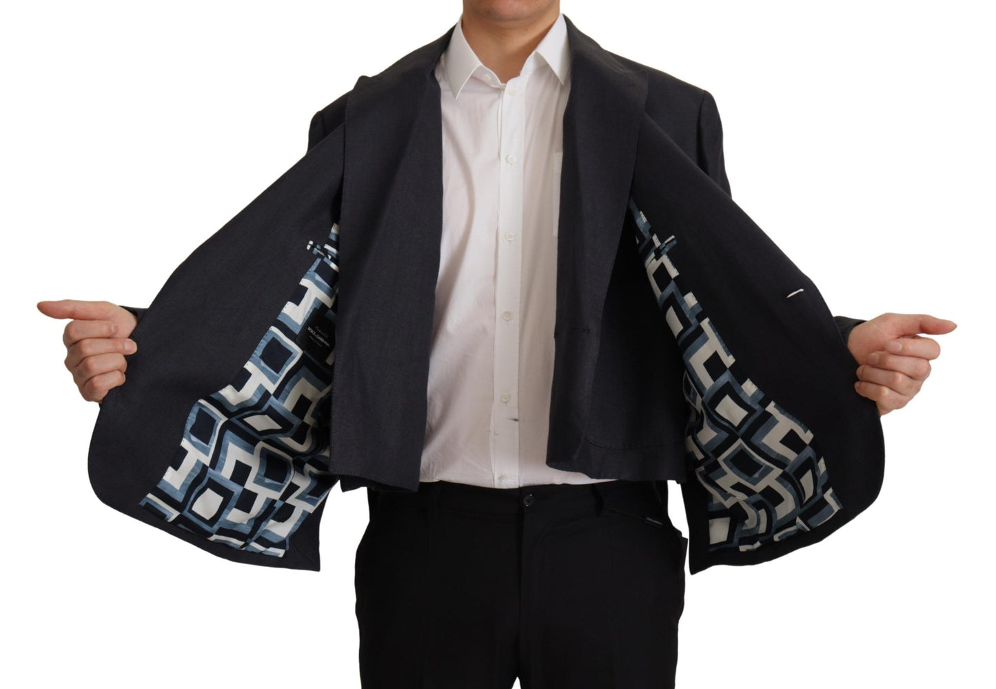 Veste de blazer formelle pour homme en lin bleu de Dolce & Gabbana