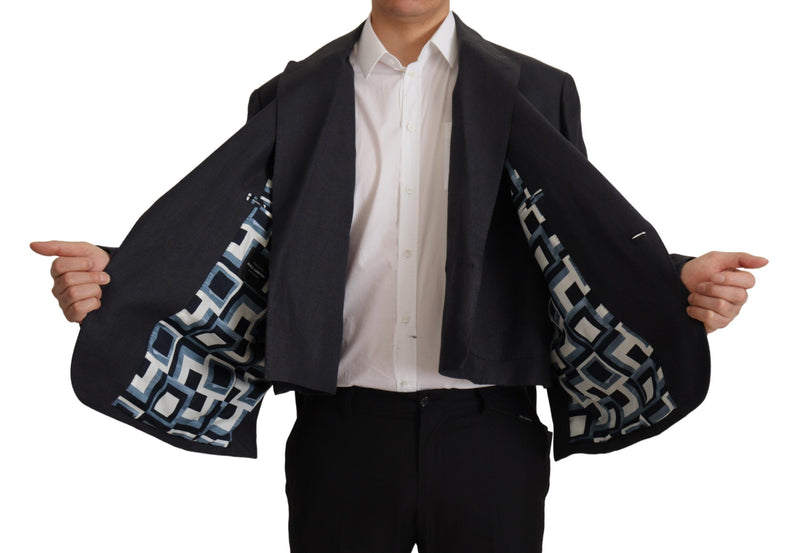 Dolce &amp; Gabbana Blauwe Linnen Formele Heren Blazerjas