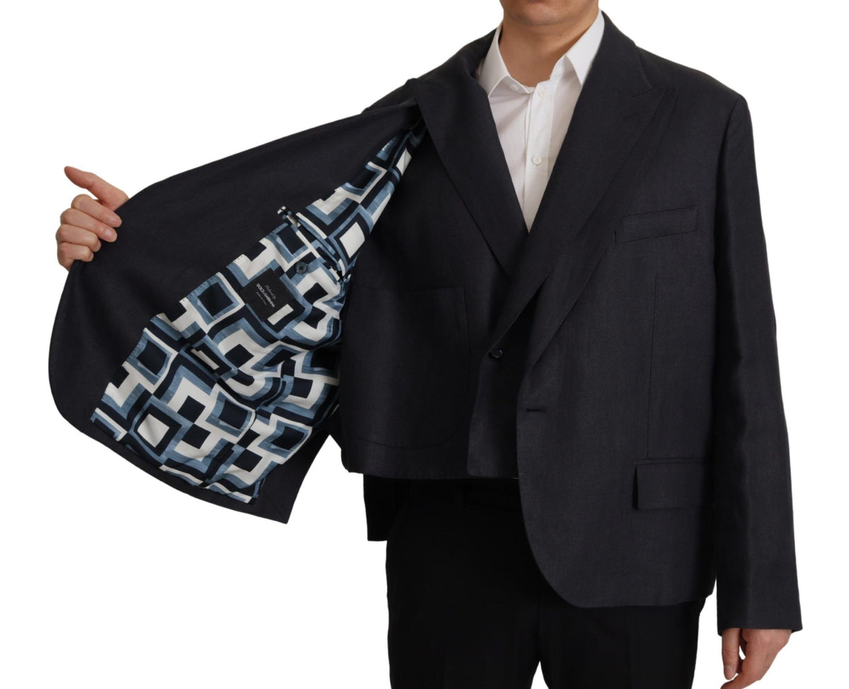 Veste de blazer formelle pour homme en lin bleu de Dolce &amp; Gabbana