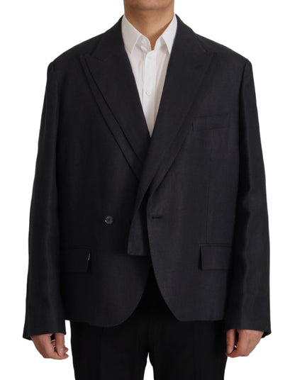 Veste de blazer formelle pour homme en lin bleu de Dolce & Gabbana