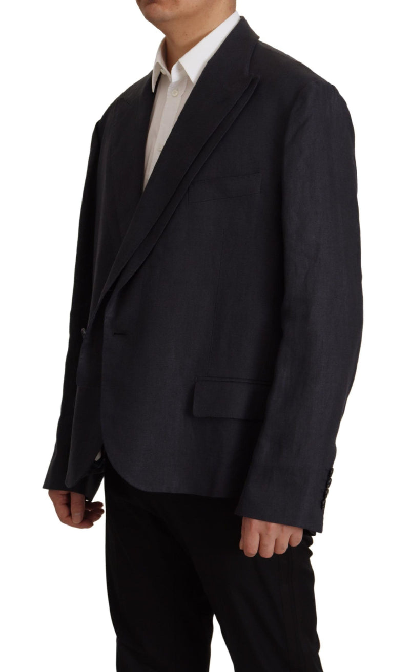 Dolce &amp; Gabbana Blauwe Linnen Formele Heren Blazerjas