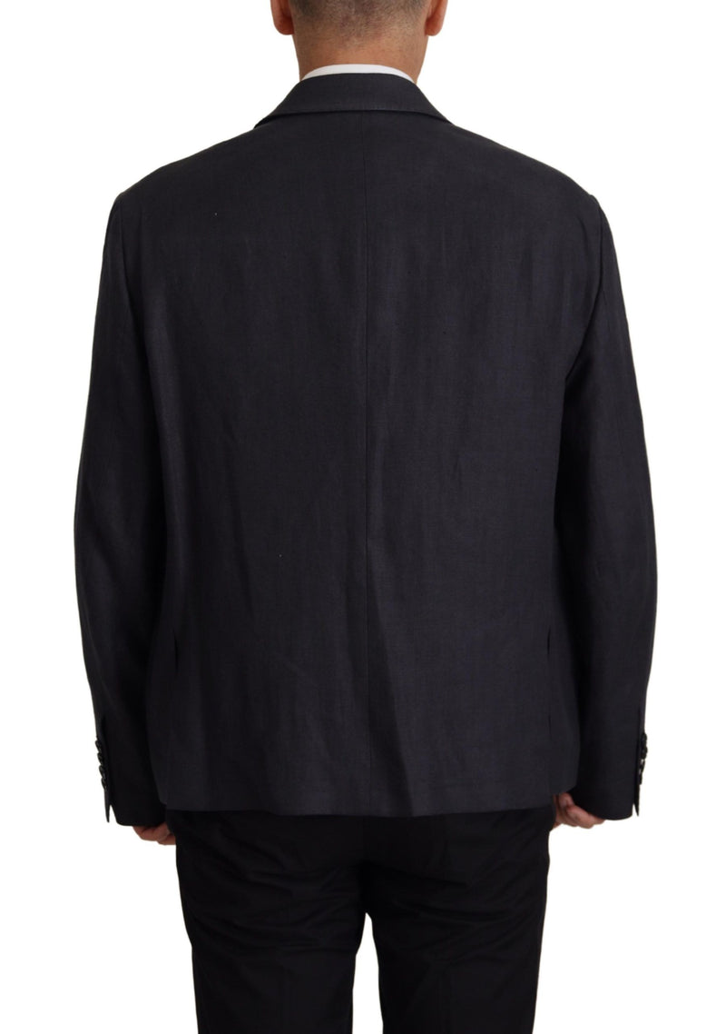 Dolce &amp; Gabbana Blauwe Linnen Formele Heren Blazerjas