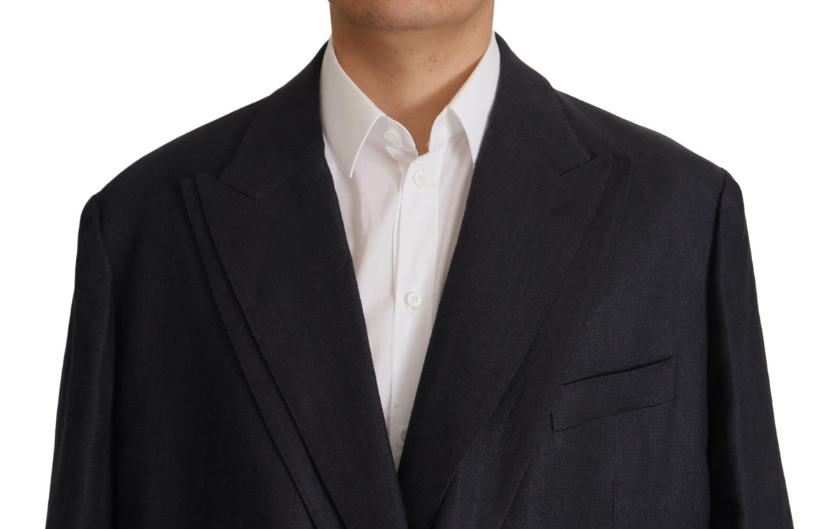 Veste de blazer formelle pour homme en lin bleu de Dolce &amp; Gabbana
