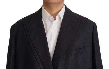 Veste de blazer formelle pour homme en lin bleu de Dolce & Gabbana