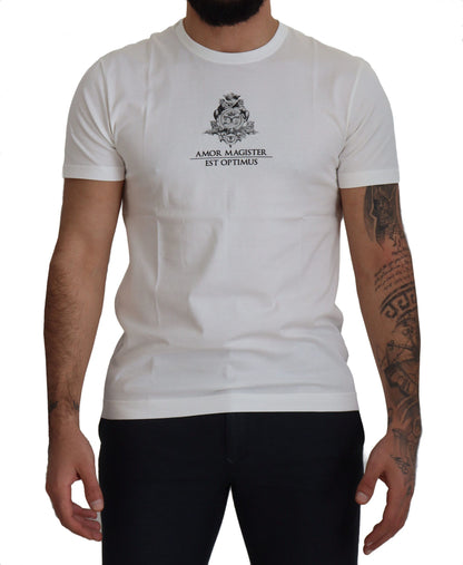 T-shirt en coton blanc avec logo Amor Magister de Dolce & Gabbana