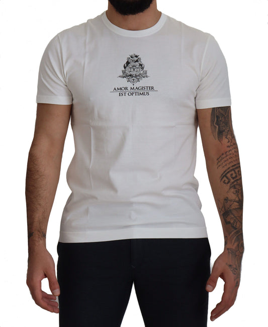 T-shirt en coton blanc avec logo Amor Magister de Dolce & Gabbana