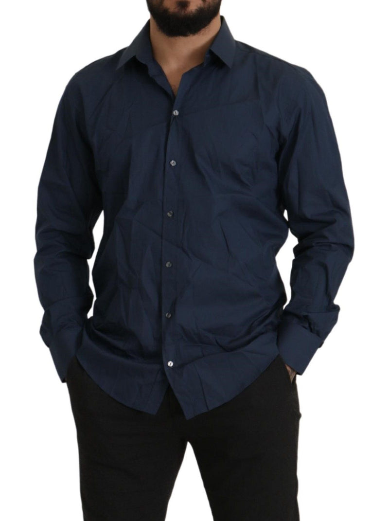 Dolce &amp; Gabbana Blauw Katoenen MARTINI Slim Fit Overhemd