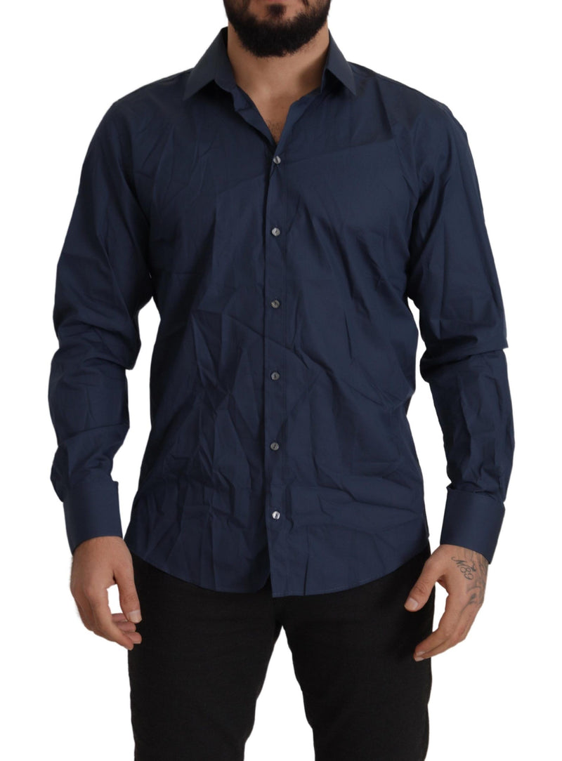 Dolce &amp; Gabbana Blauw Katoenen MARTINI Slim Fit Overhemd