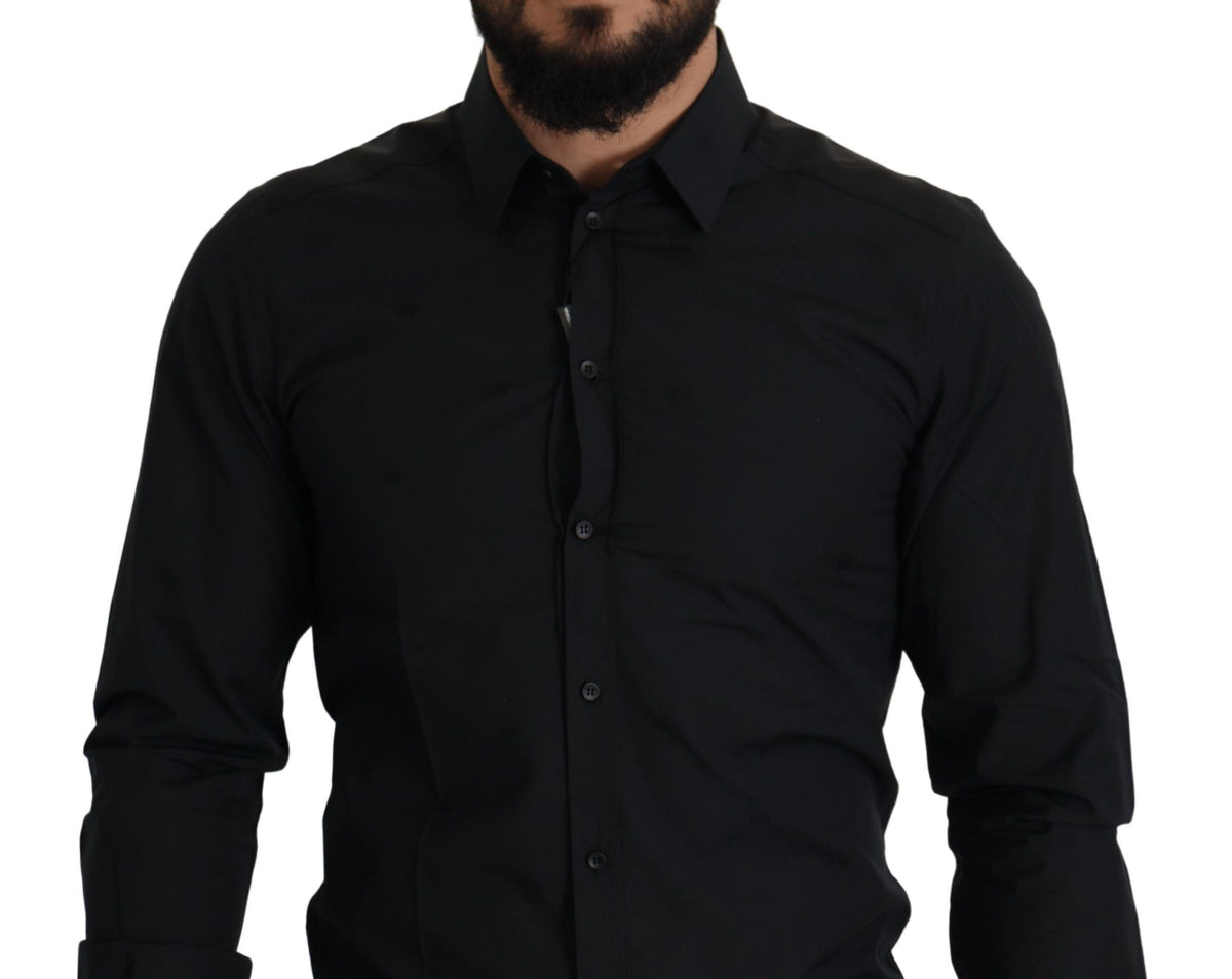 Chemise habillée slim fit en coton noir doré de Dolce &amp; Gabbana
