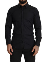 Chemise habillée slim fit en coton noir doré de Dolce &amp; Gabbana