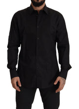 Chemise de smoking noire et dorée à coupe ajustée de Dolce &amp; Gabbana