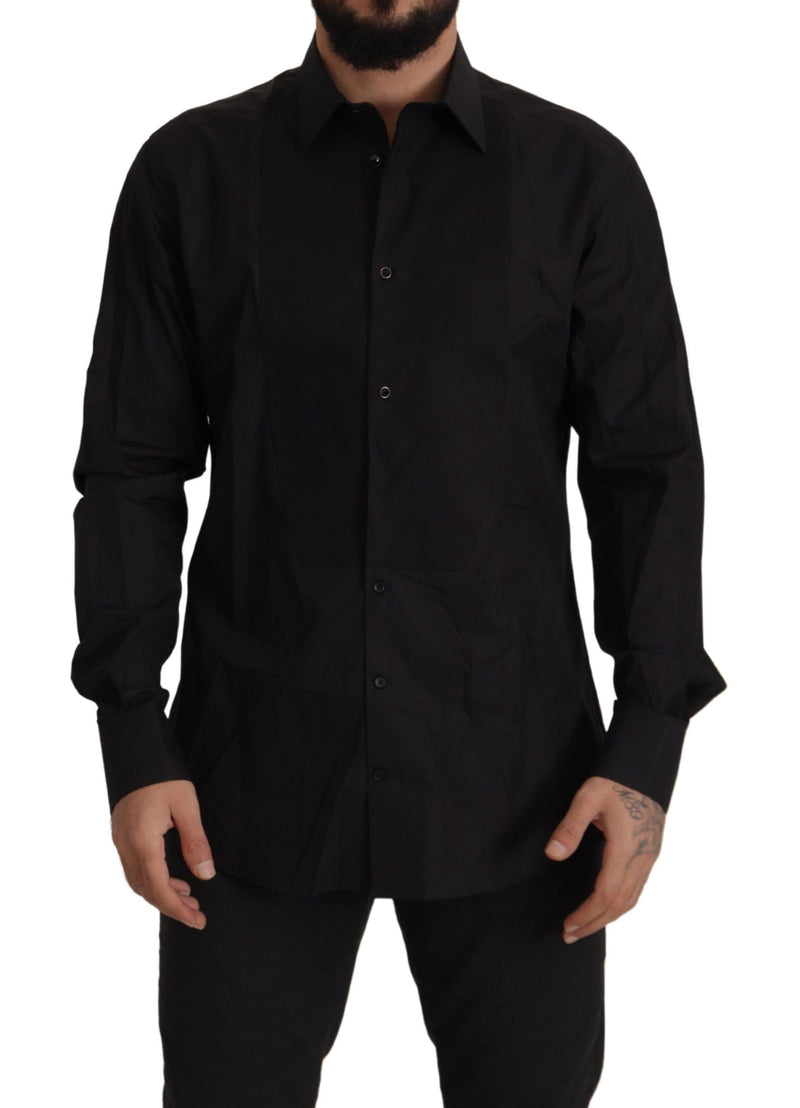 Dolce &amp; Gabbana Zwarte GOUD Slim Fit Tuxedo Dress Shirt