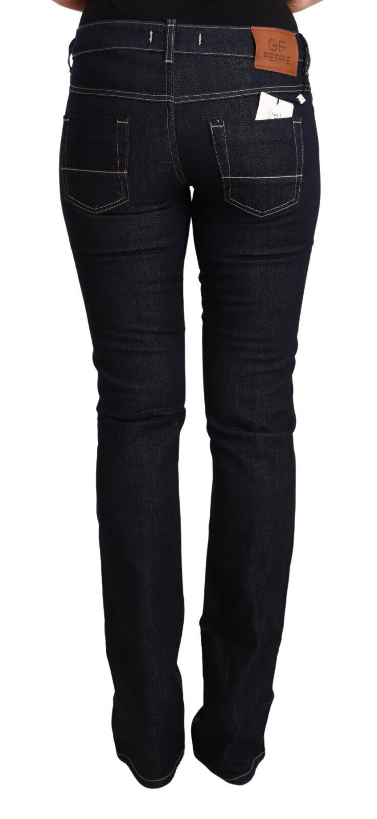 Jeans skinny en coton extensible noir à taille basse GF Ferre