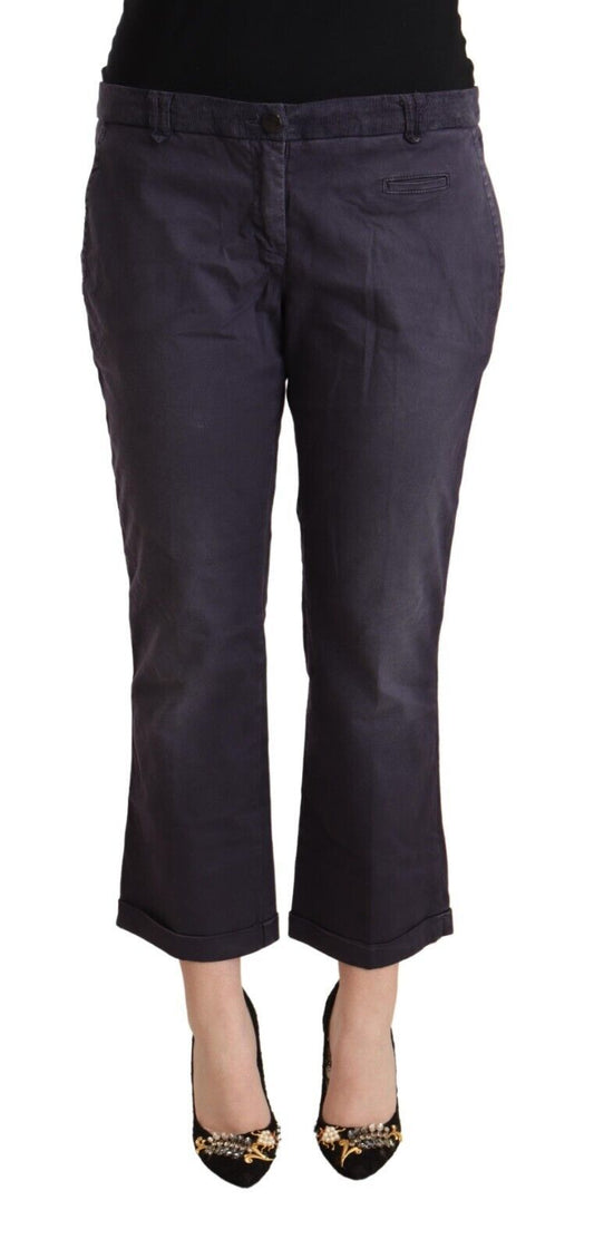 Pantalon flare court en coton noir à taille basse et ourlet retroussé de Jucca