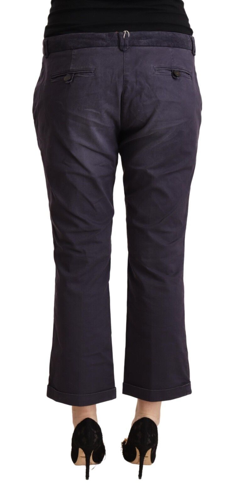 Pantalon Cropped Jucca Noir Taille Basse à Ourlet Évasé