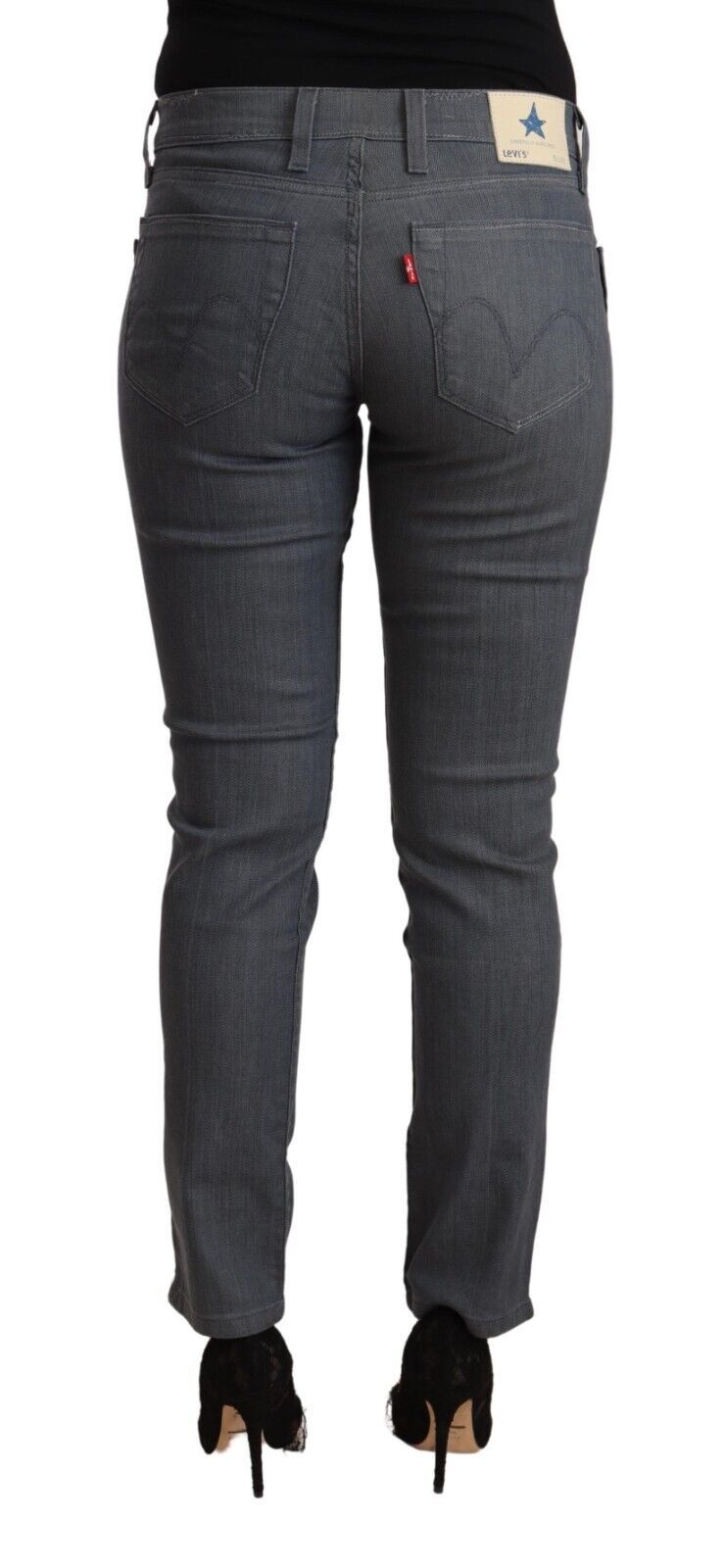 Levi's grijze katoenen skinny jeans met lage taille