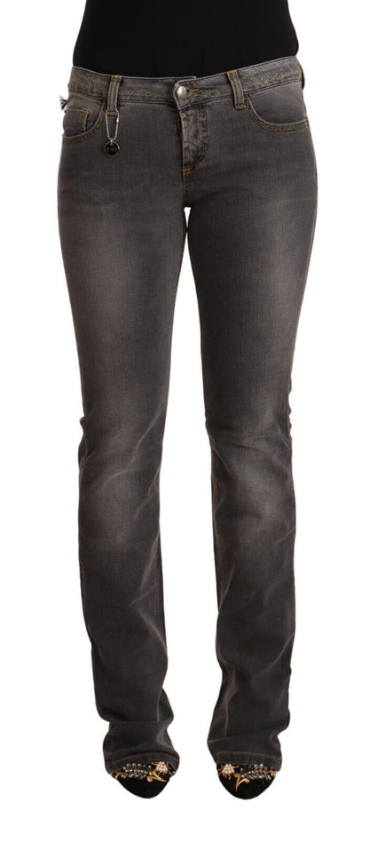 Costume National grijze, licht gewassen, rechte jeans met lage taille.