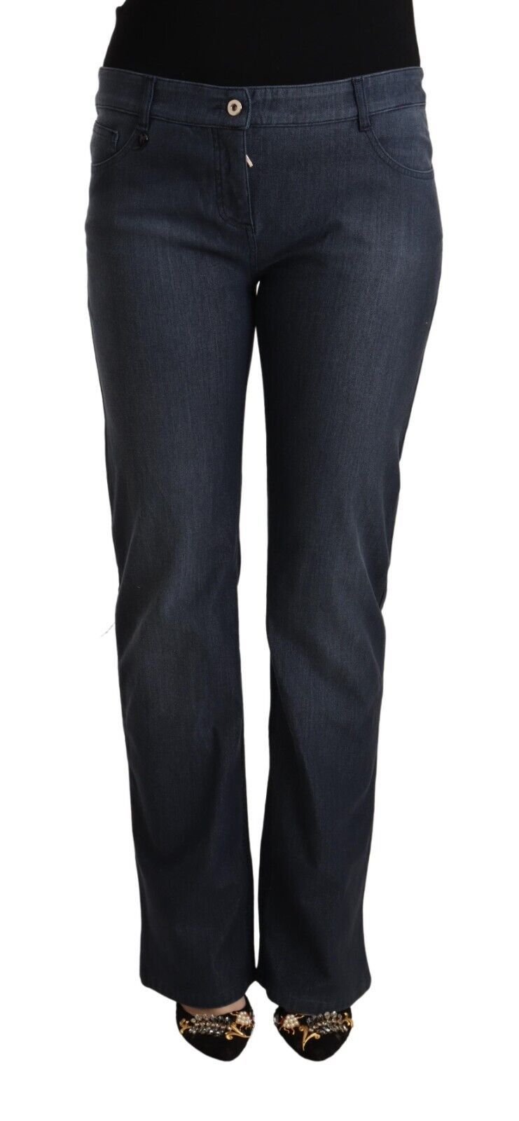 MARGHI LO' Jeans en Denim Droits Bleu Foncé en Coton
