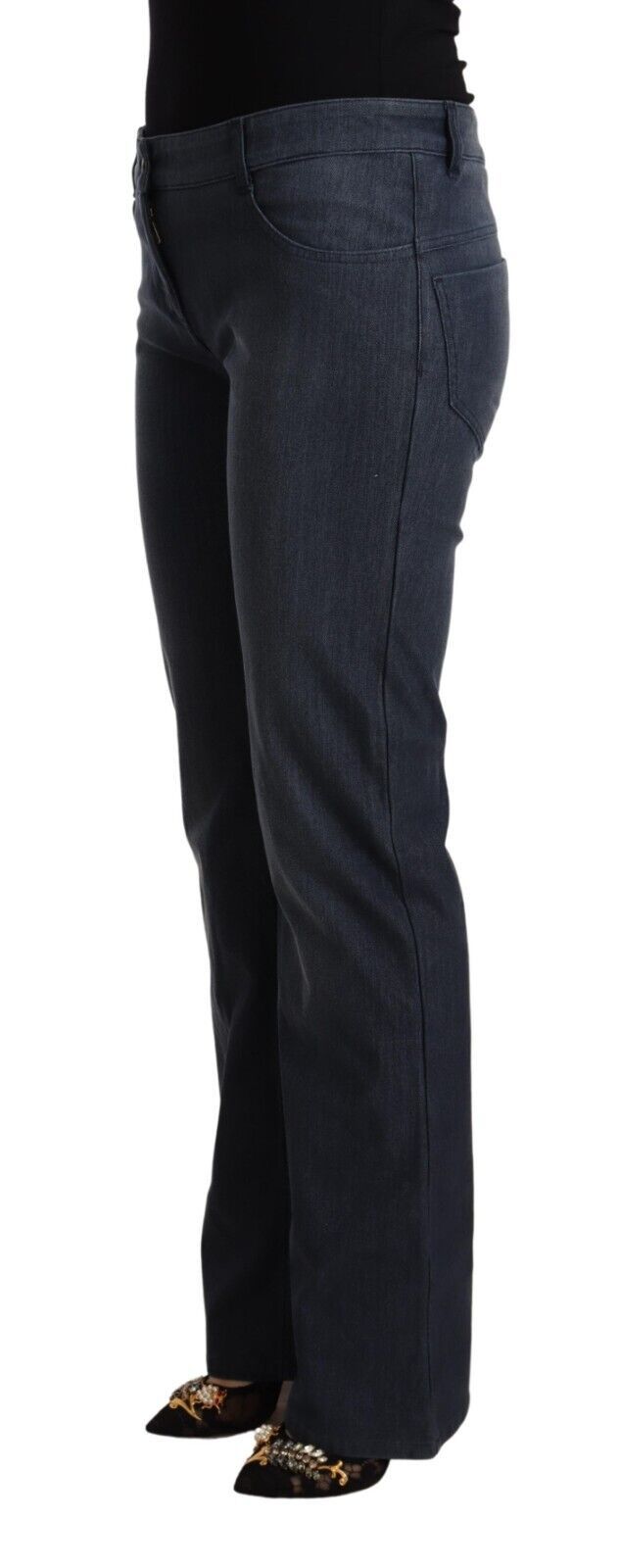 MARGHI LO' Jeans en Denim Droits Bleu Foncé en Coton