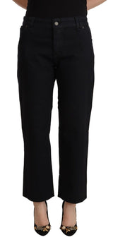 Jean en Denim Noir Flare Taille Haute Cropped John Galliano
