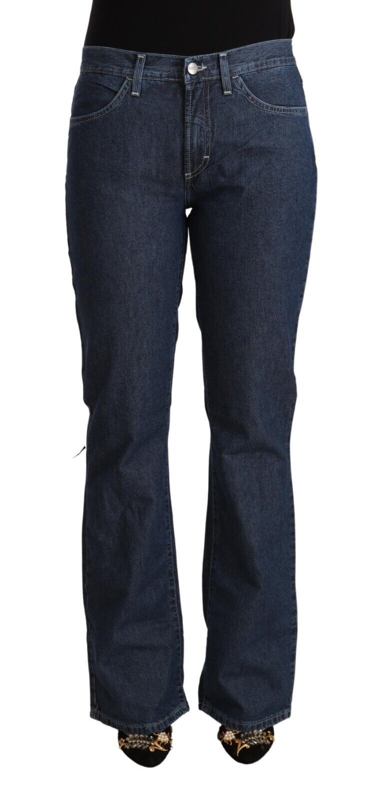 GF Ferre Jeans Femme Flared en Denim Coton Bleu