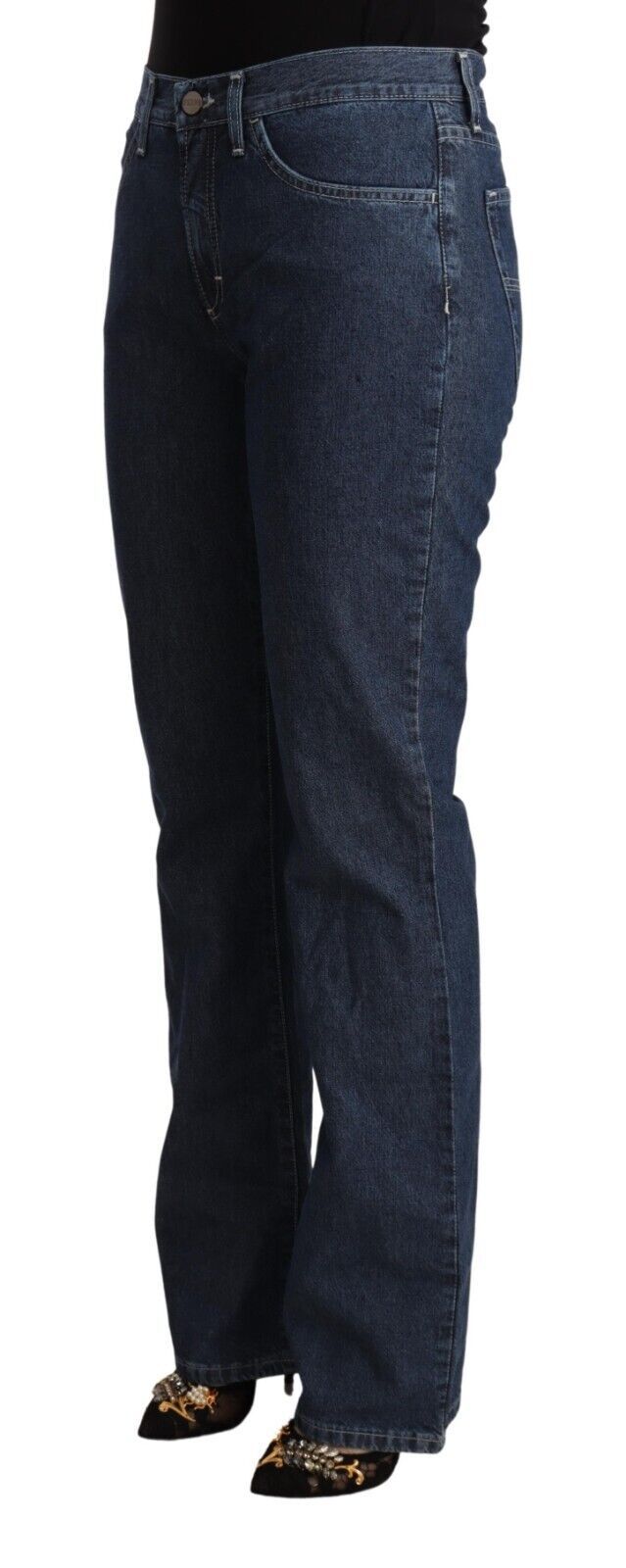 GF Ferre Jeans Femme Flared en Denim Coton Bleu