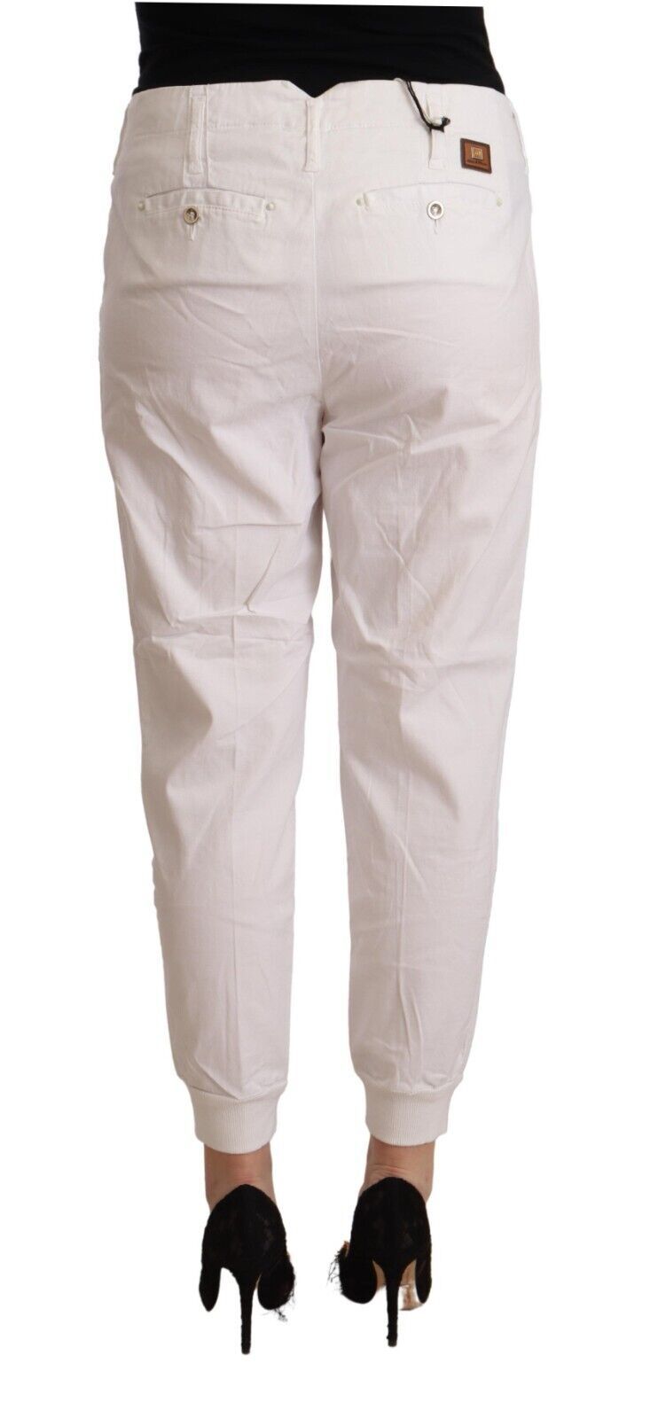 Pantalon Cropped Tapered Blanc en Coton Met