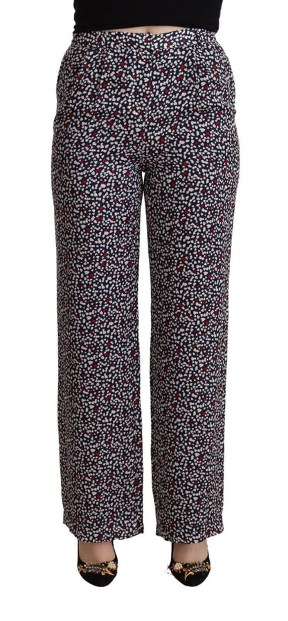 Michael Kors zwarte, rechte broek met hoge taille en print.