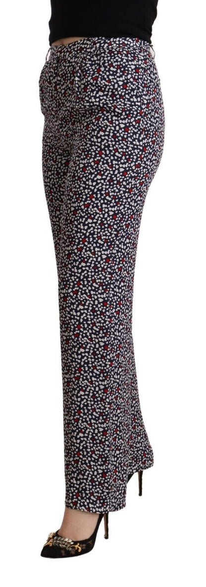 Michael Kors zwarte, rechte broek met hoge taille en print.