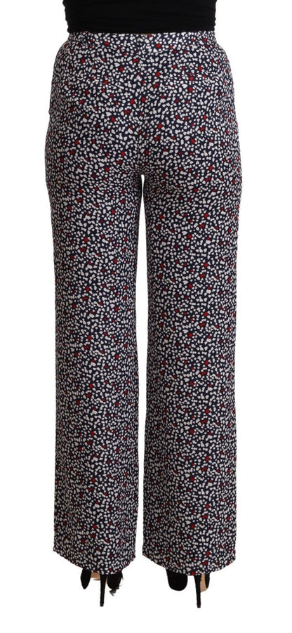 Michael Kors zwarte, rechte broek met hoge taille en print.