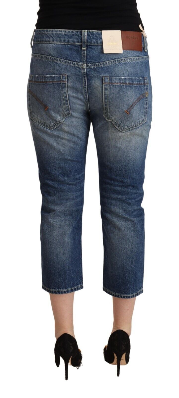 Dondup Blue Washed Mid Waist Capri Denim Jeans - Stylish Comfort