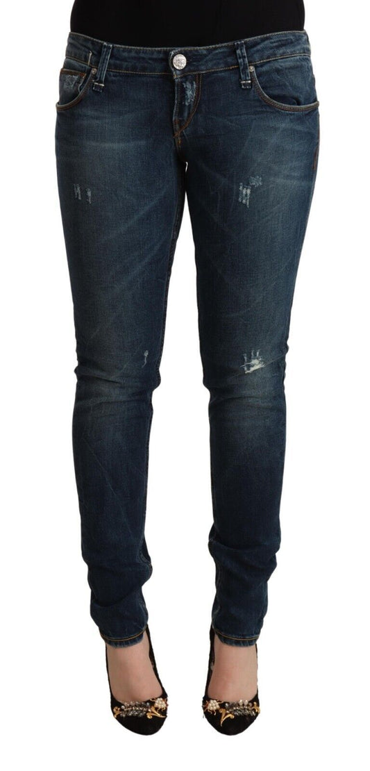 Jeans slim taille basse, effet délavé bleu, Acht