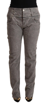 Acht Gray Cotton High Waist Straight Fit Pants