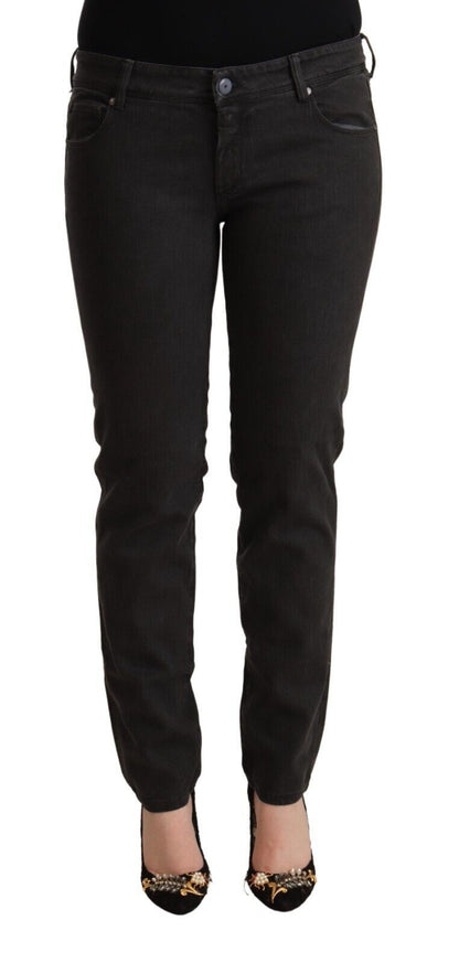 Jean skinny en coton délavé noir à taille basse d'Ermanno Scervino