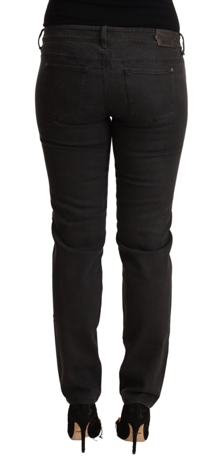 Jean skinny en coton délavé noir à taille basse d'Ermanno Scervino