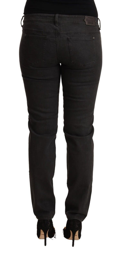 Jean skinny en coton délavé noir à taille basse d'Ermanno Scervino
