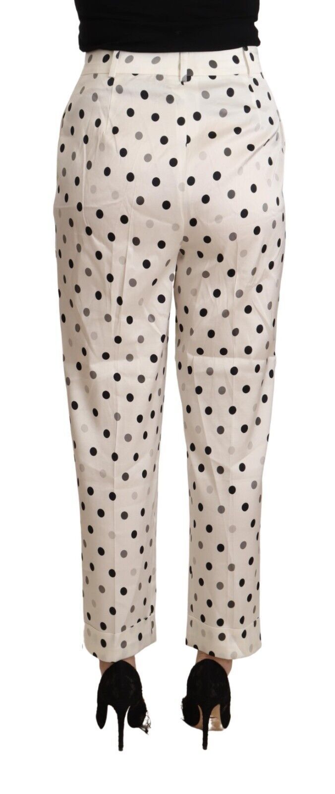 Ermanno Scervino Pantalon Tapered Taille Haute à Pois Blanc