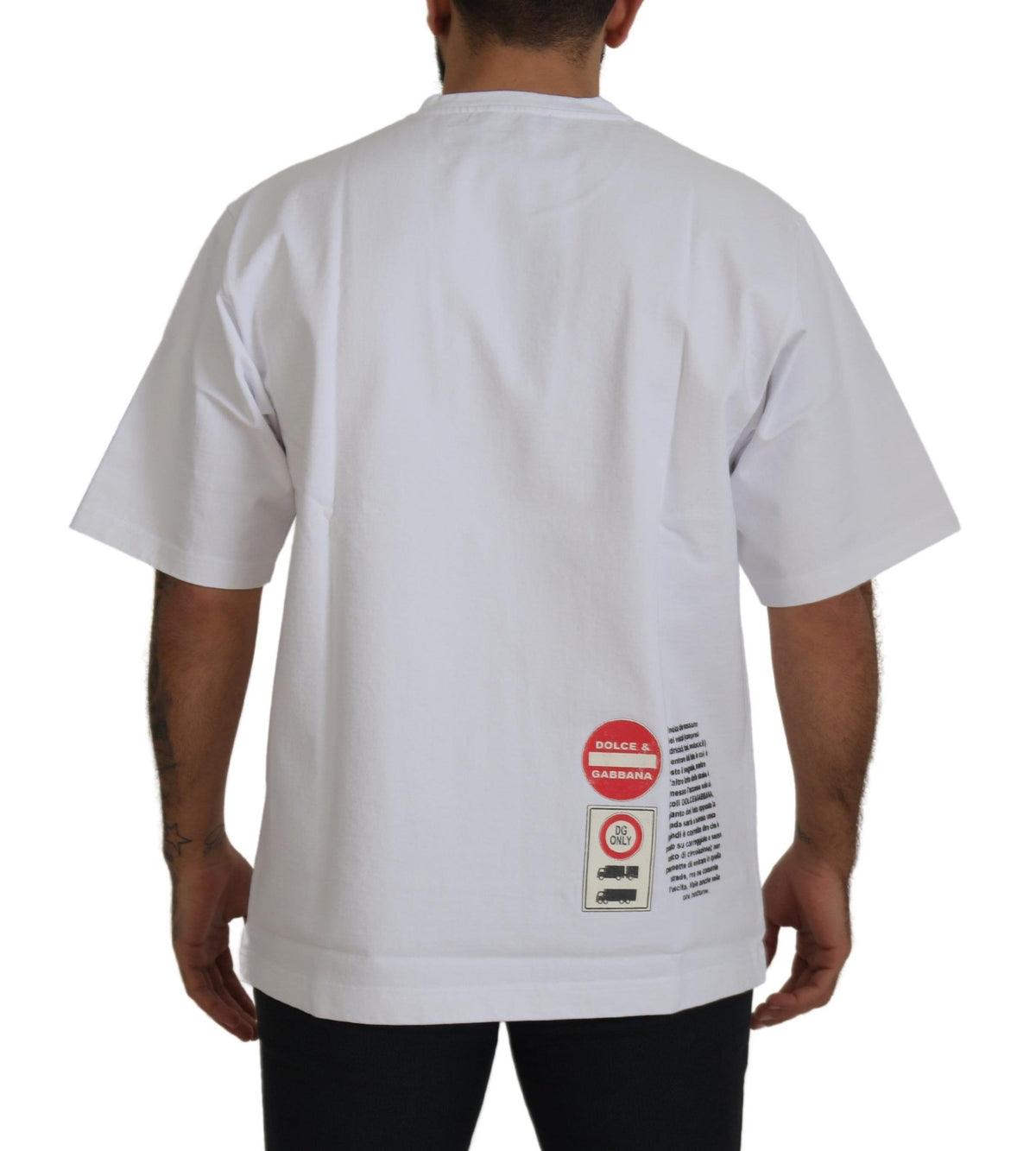 T-shirt en coton à col rond blanc avec motif cœur "Amor" de Dolce &amp; Gabbana