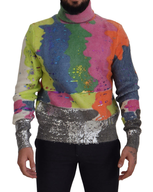 Pull en mohair à col montant multicolore de Dolce & Gabbana