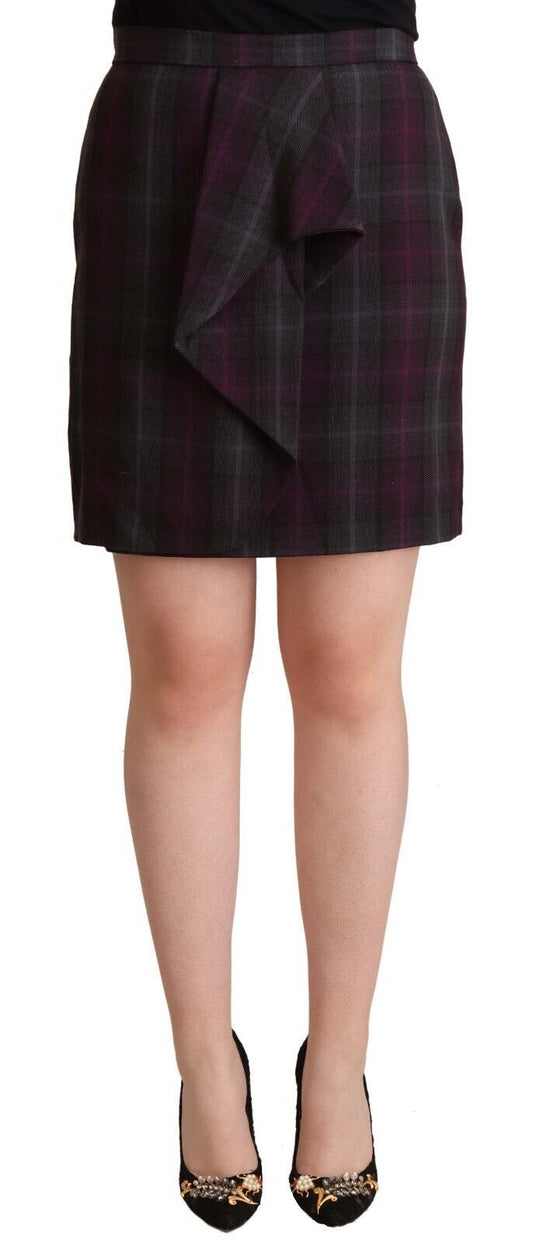 Jupe mini à taille haute, à volants et à carreaux multicolores de BENCIVENGA