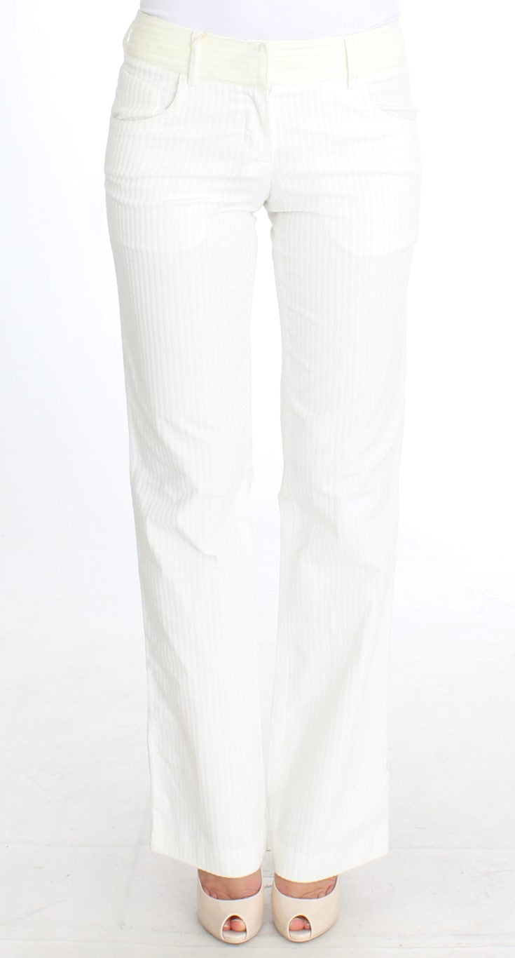 Pantalon droit rayé blanc Ermanno Scervino
