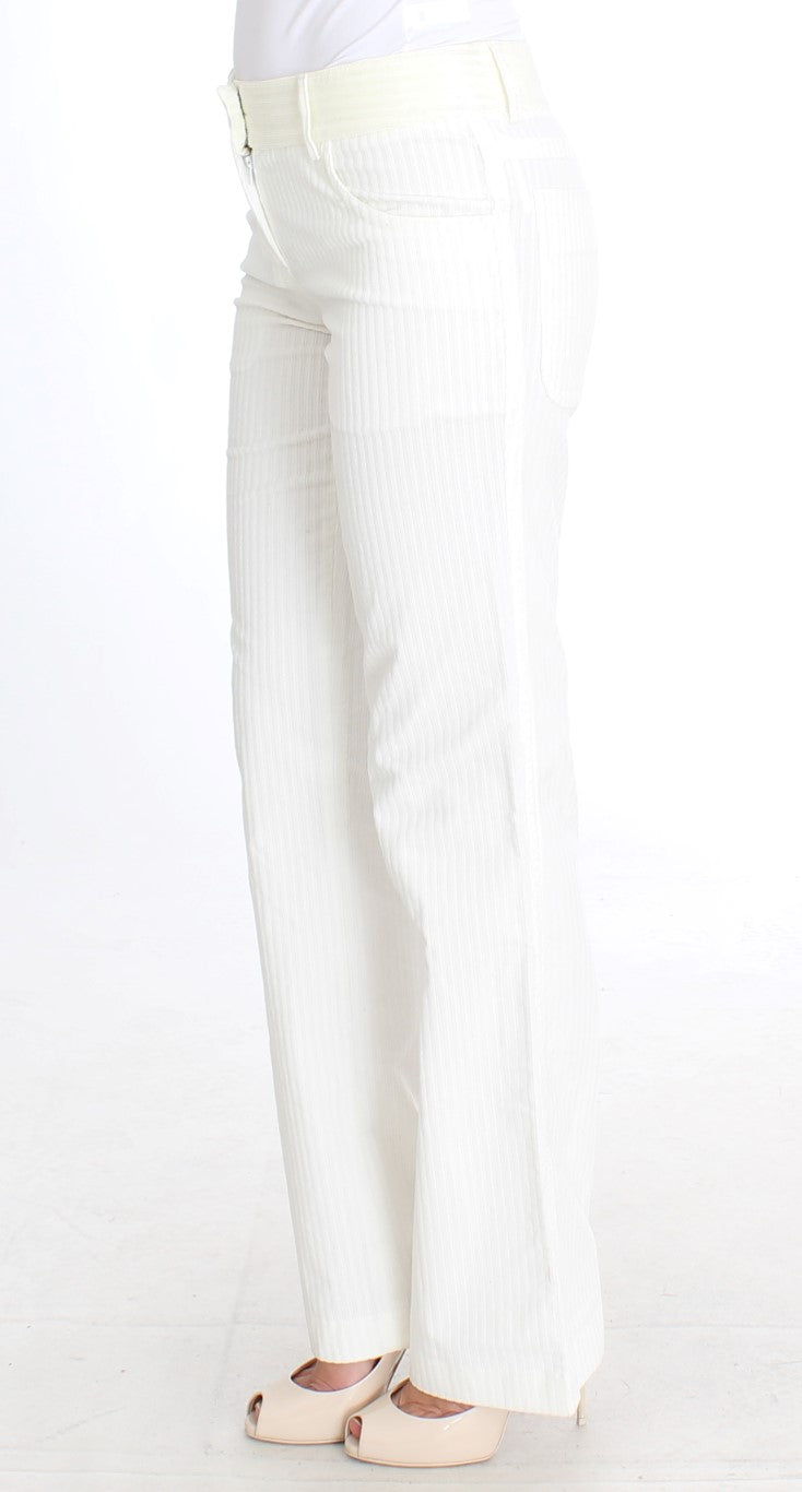 Pantalon droit rayé blanc Ermanno Scervino