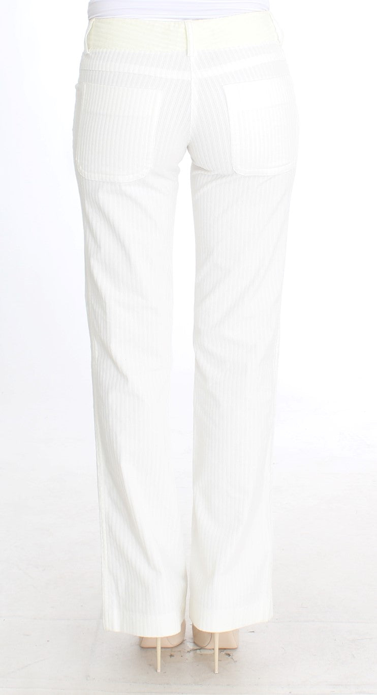 Pantalon droit rayé blanc Ermanno Scervino