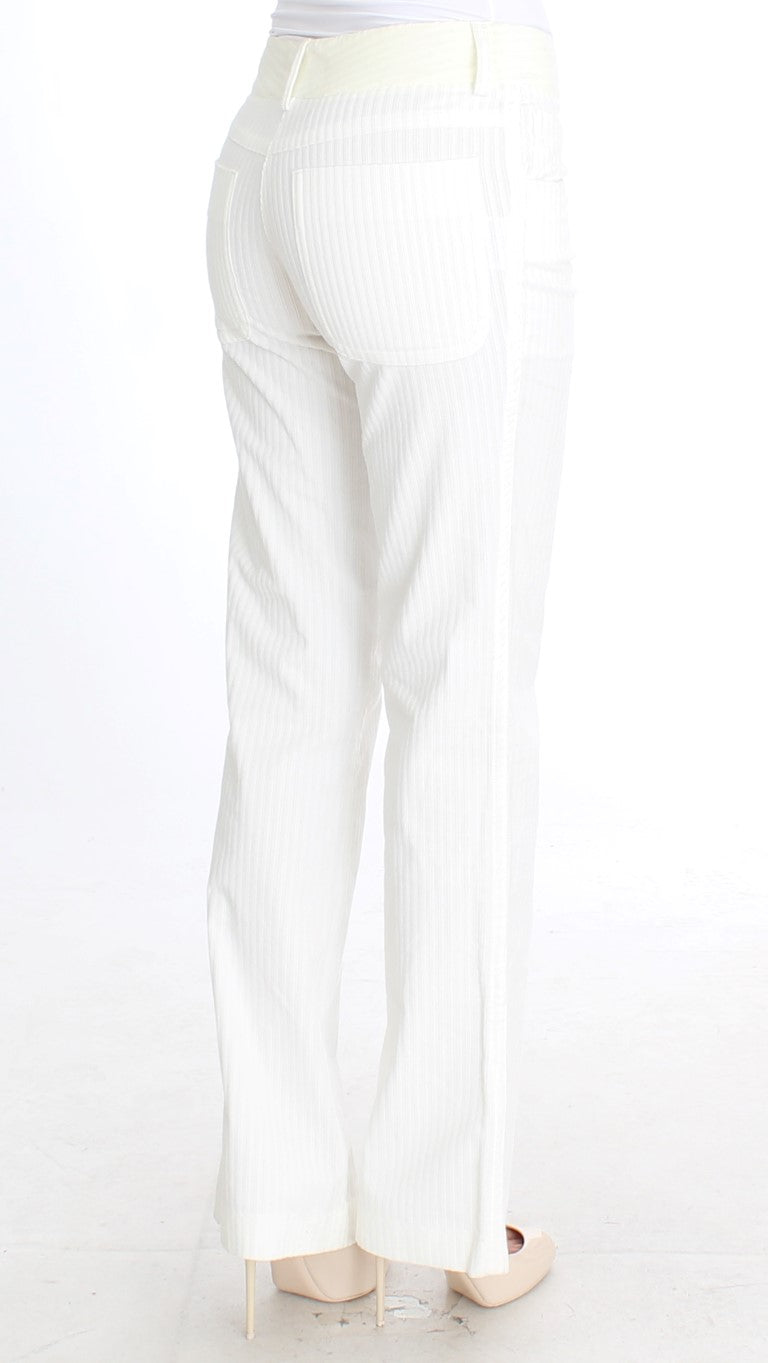 Pantalon droit rayé blanc Ermanno Scervino